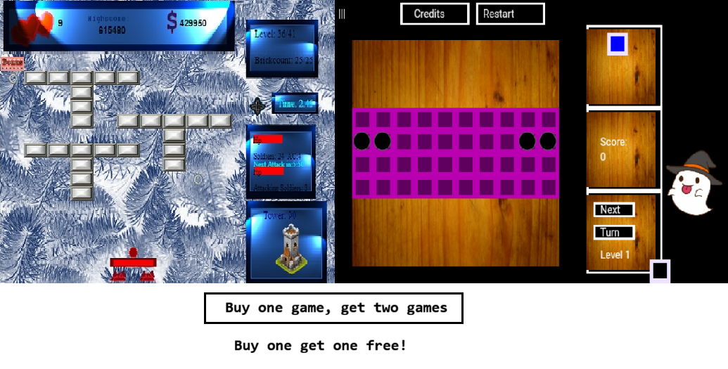 Buy 1 game, get one game free: Splash Breakout + Quadrisses